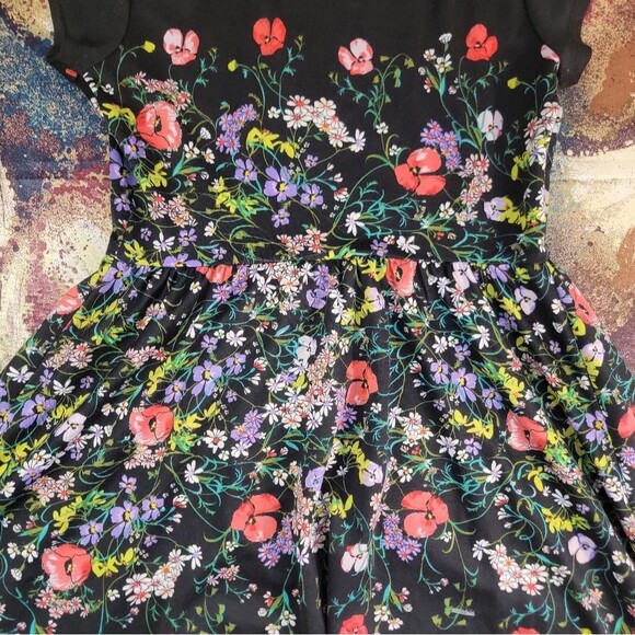 Women's Size 14 Black Multi Floral Print Sleeveless Dress BEAUTIFUL - Picture 11 of 14